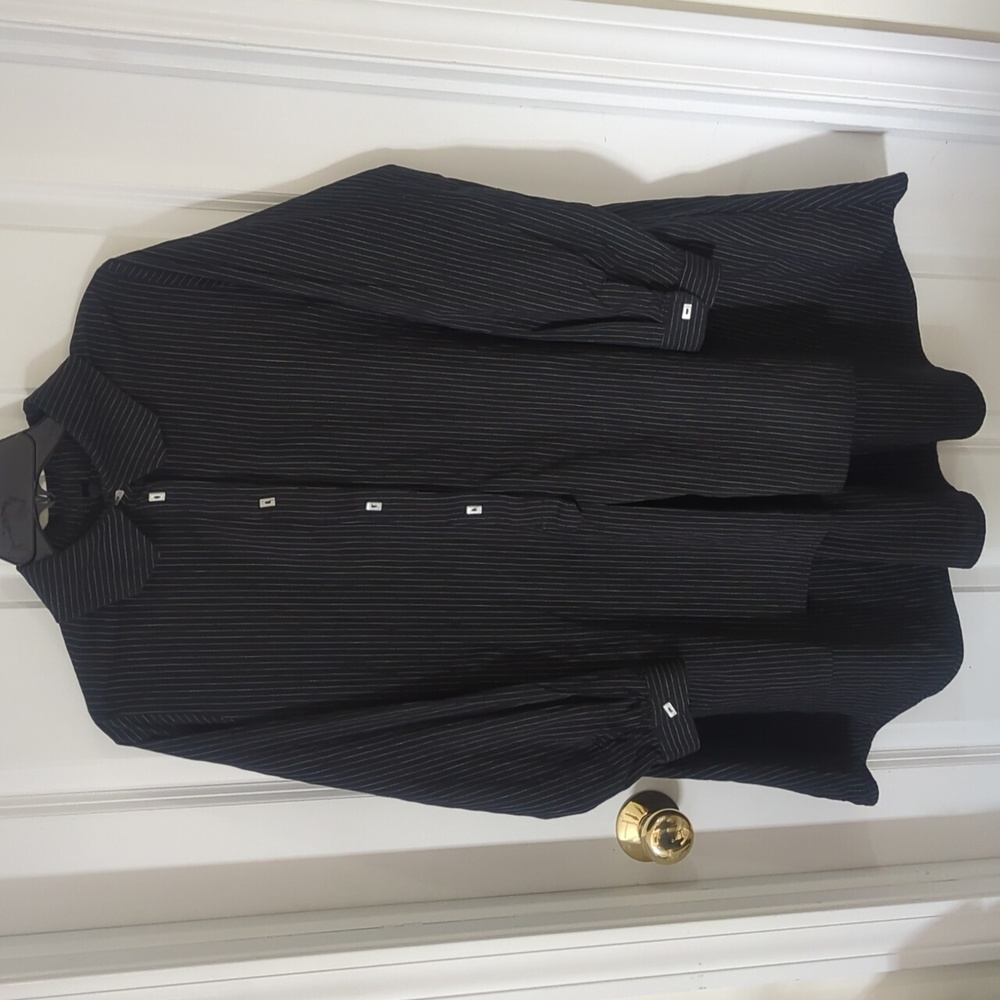 IC by Connie K Black Striped Hi Lo Oversized Tunic Zippered Size S